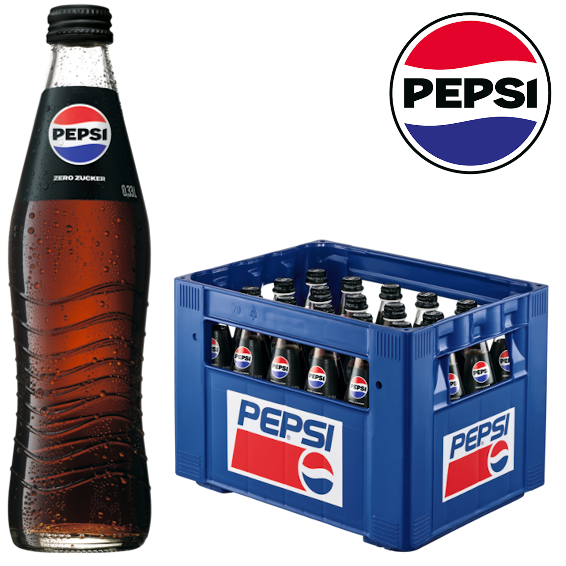 Pepsi Cola Zero Zucker (24/0,33 Ltr. Glas MEHRWEG)