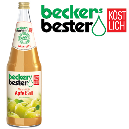 Beckers Bester Apfelsaft trüb (6/1 Ltr. Glas MEHRWEG)