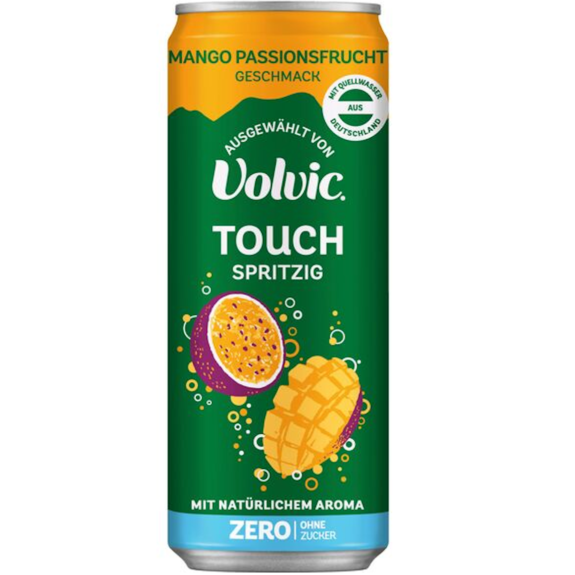Volvic Touch Spritzig Mango-Passionsfrucht Zero  (12/0,33 Ltr. Dose EINWEG)